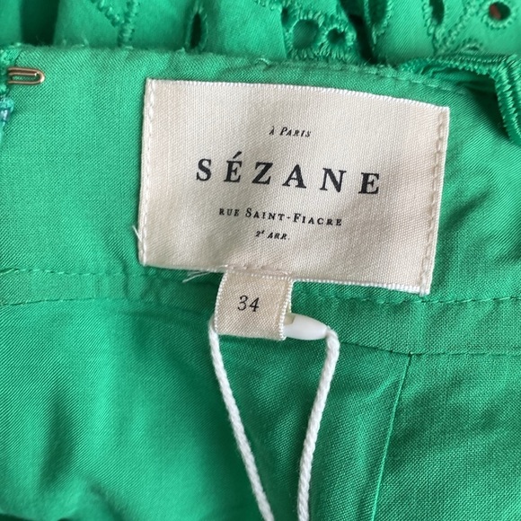 Sézane Ladya green eyelet open back midi dress 2 NWT - Picture 6 of 7